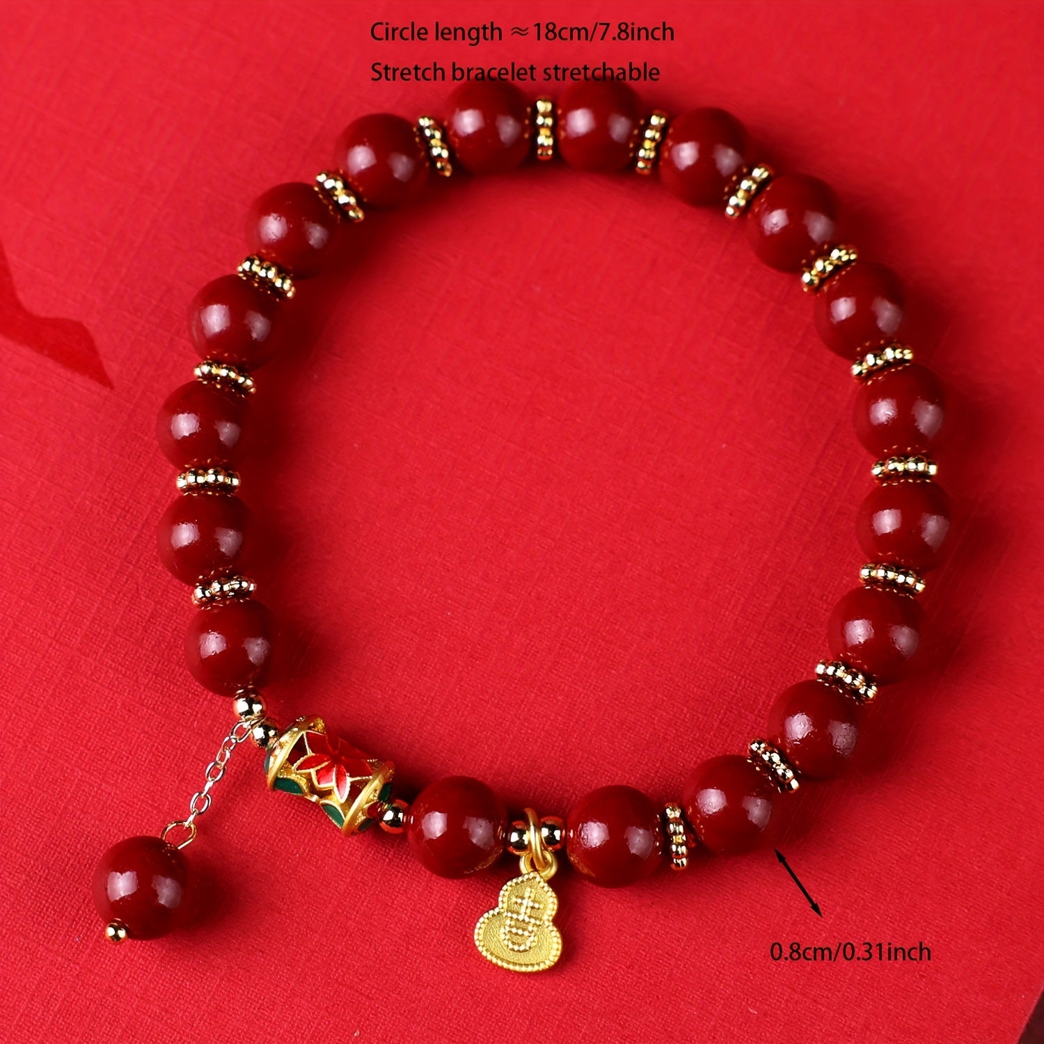 1pc Cinnabar Bracelet, Auspicious Gourd Pendant Bracelet, Best Gift For Men And Women, Ideal Choice For Gift