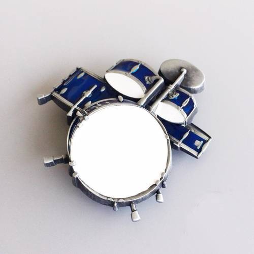 New Vintage Drum Kit Blue Enamel Music Belt Buckle US Local Shipping