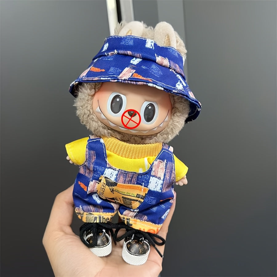 17cm doll clothes in various colors, suspenders and pants suits, DIY doll accessories suitable for Labubu dolls
