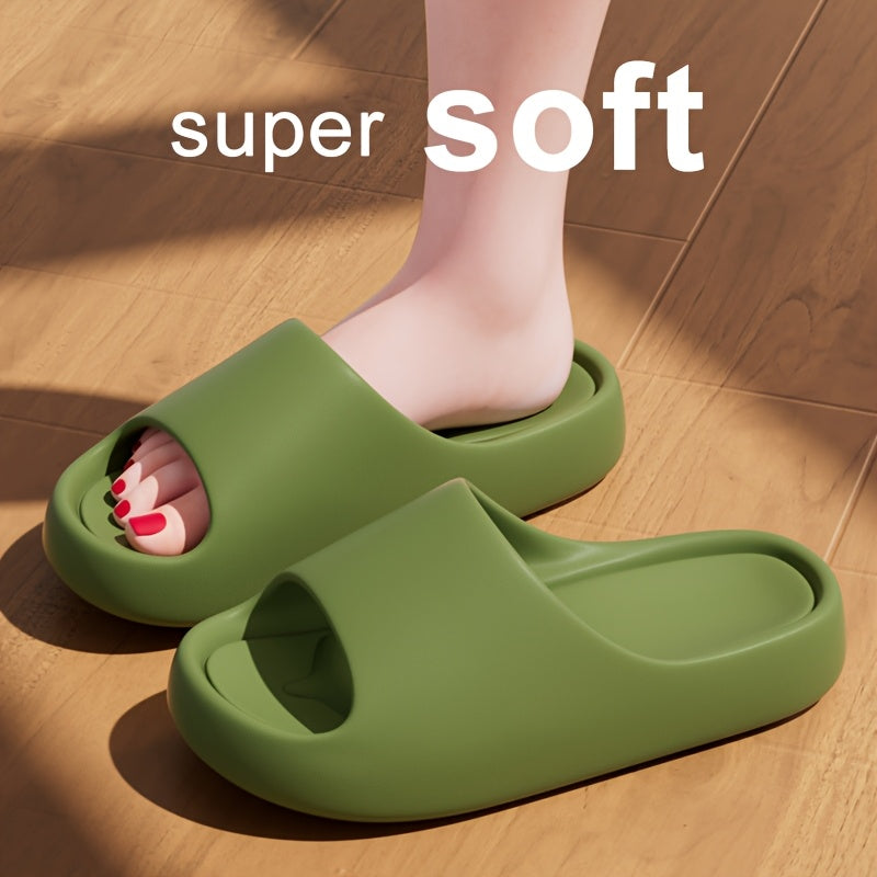 Women's Quick-Dry Soft-Sole Home Slippers, Casual Solid Color Couple Outdoor Thick-Soled Comfortable Beach Pool Slippers