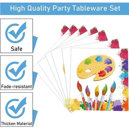 Art Painting Paper Plates Serves 20 Guests Baby Showers Party Supplies 92PCS Set US Local Shipping