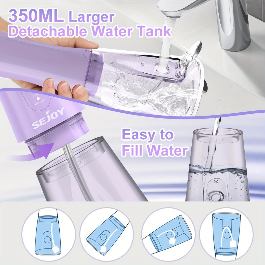 1800mAh Water Flosser, Cordless Water Dental Flosser, 9 Jet Tips 5 Modes 11.83oz, Portable Rechargeable Oral Irrigator For Home Travel