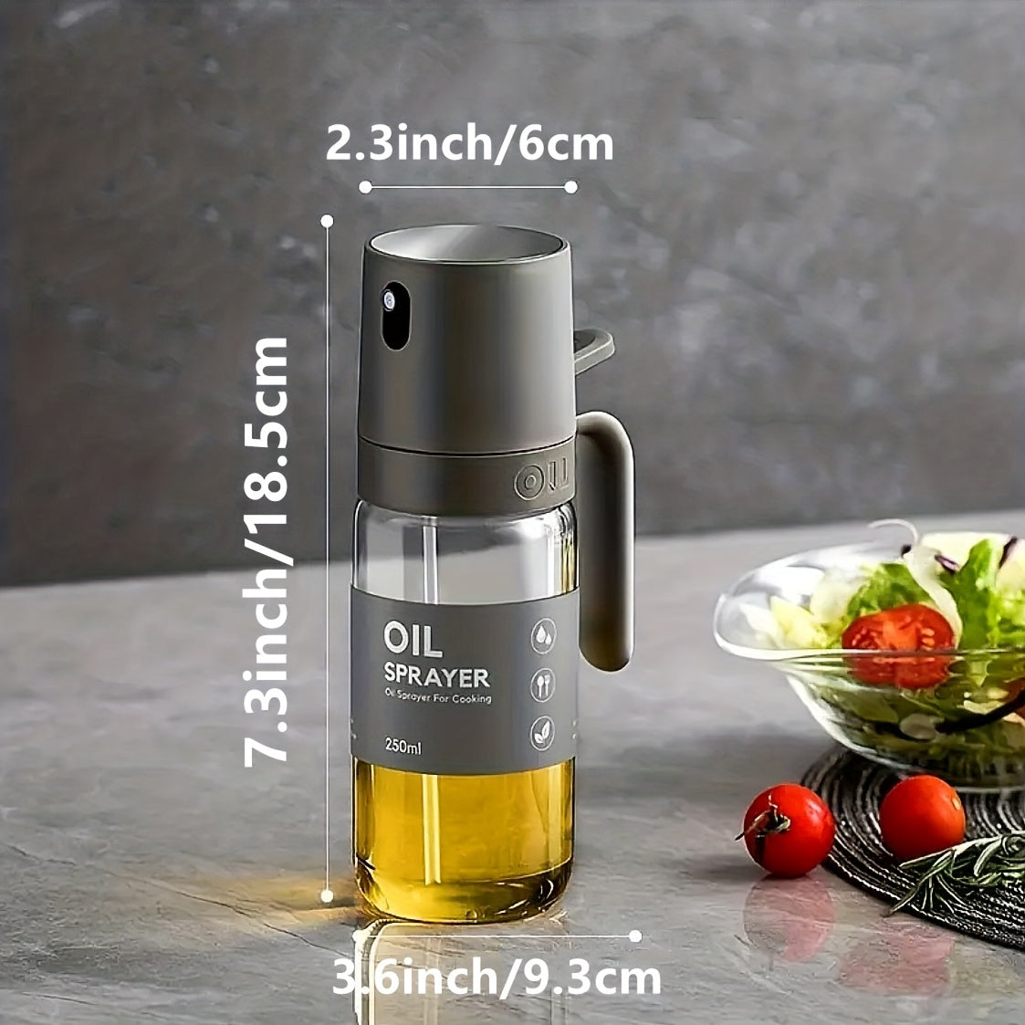 Versatile 8.5oz BPA-Free Glass Oil Sprayer – Perfect for Air Frying, Salads & BBQ; Easy to Clean