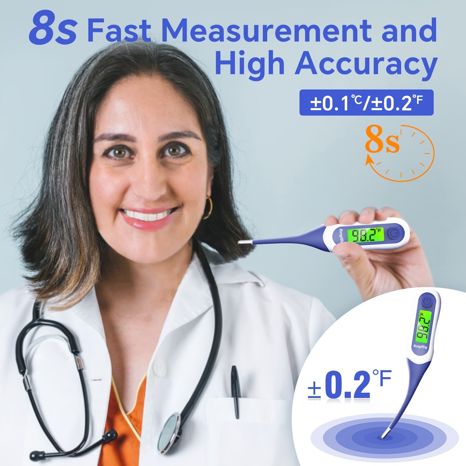 Digital Basal Thermometer for Adults and Youngsters, Accurate Oral Temperature Gauge with Fever Alarm, Large Display, Rubber Material, Battery Powered (AAA), Non-Rechargeable, Health Care Tool, Oral Temperature Checker | Modern Thermometer | Clear Readout