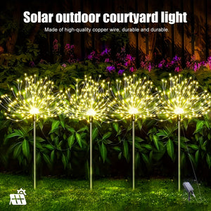 4pcs Solar Led Fireworks Lights, 8 Modes, Outdoor Waterproof Solar Garden Fireworks Lights, Starburst Stake Lights, Yard Balcony, Pathway La