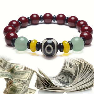 1pc Raw Mineral Cinnabar Bracelet Men's And Women's Good Luck Bracelet Attract Wealth Health Best Birthday Gift For Men And Women