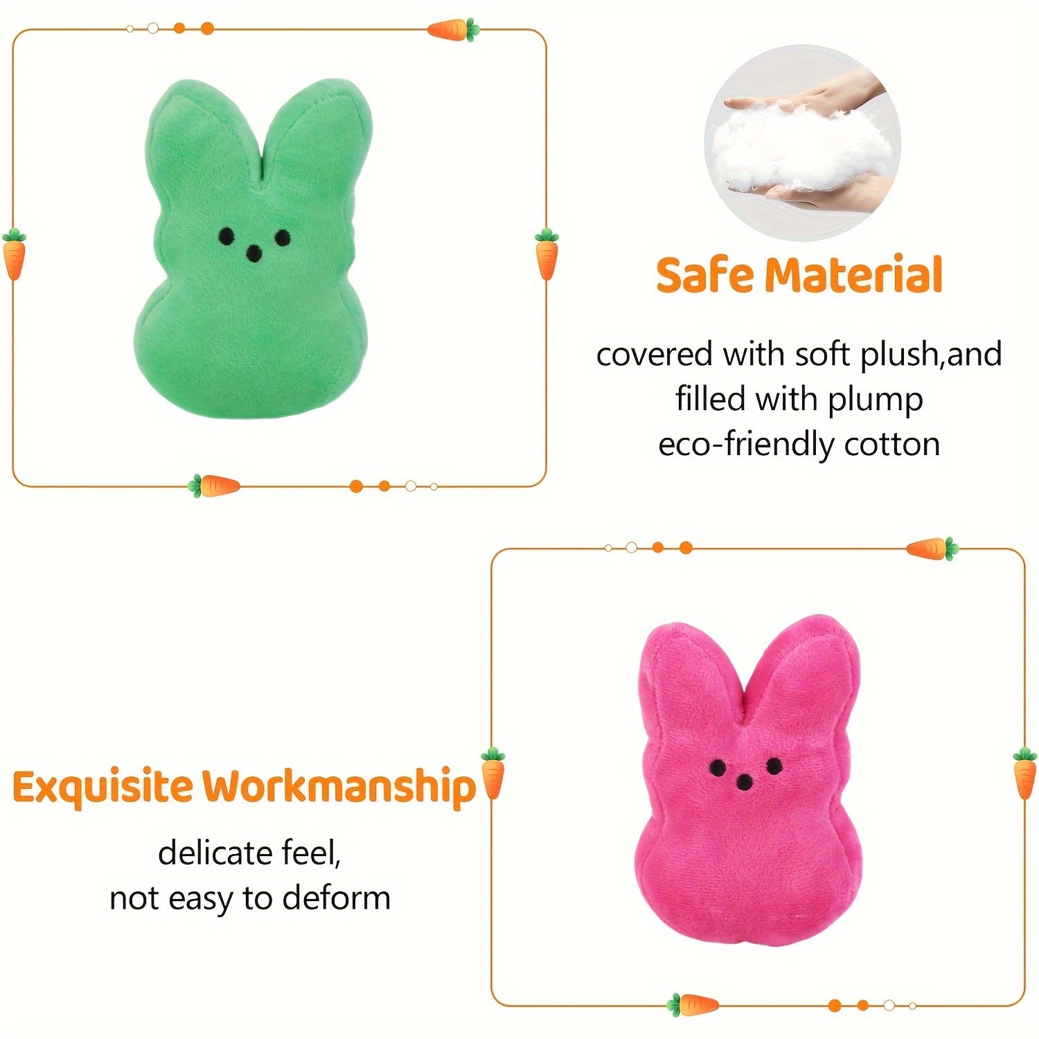 Akkun Plush Easter Bunnies 6-Pack - 13cm Adorable, Soft and Comforting Stuffed Animal Pillows for Festive Home Decor