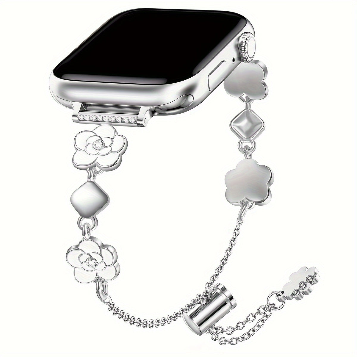 Fashion Strap For IWatch Watch Strap 38mm 40mm 41mm 42mm 44mm 45mm 49mm Replacement Strap With Unique Camellia Design IWatch Series 9 8 7 6 5 4 3 2 1 SE Metal Chain Women'S Strap Replacement