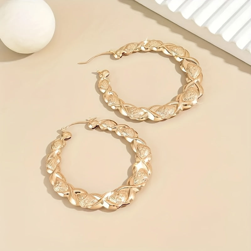 Bohemian Retro Large Circle Earrings, Exquisite Smooth Relief Pattern Beauty Women'S Pendant Earrings, Perfect Jewelry Gift For Mother'S Day