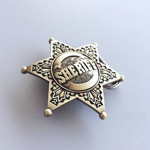 New Original Vintage Bronze Plated Western Sheriff Star Belt Buckle US Local Shipping