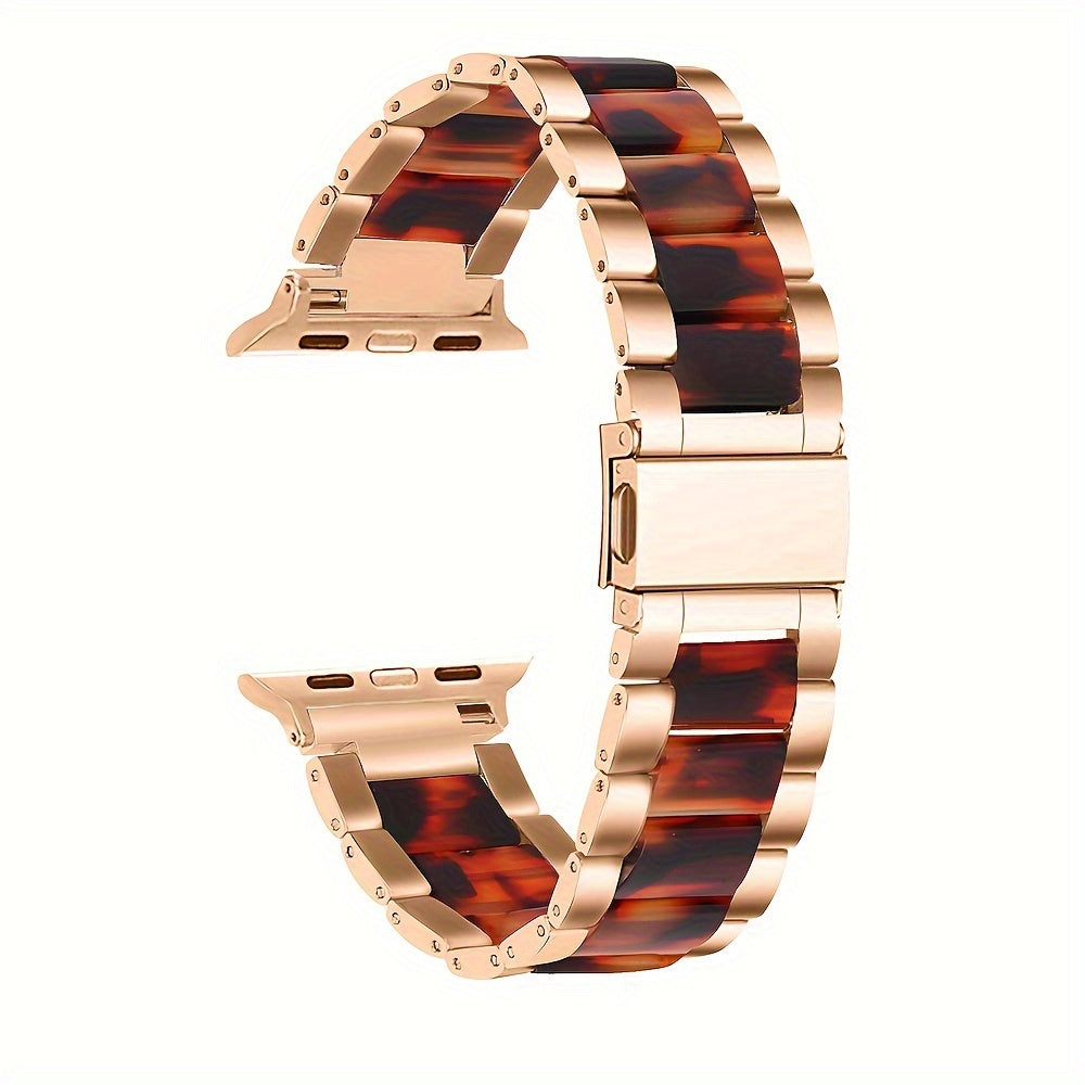 A Creative Stainless Steel And Resin Smart Watch Band Suitable for Smartwatches Enhances Your Style in Sizes 38Mm, 40Mm, 41Mm, 42Mm, 44Mm, And 45Mm.