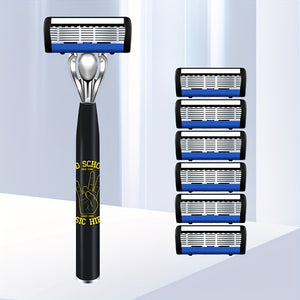 Premium 7-Layer Stainless Steel Razor Set for Daily Grooming - 1 Handle with Choice of 3/6/12/18 Refills for a Smooth Shave Every Time