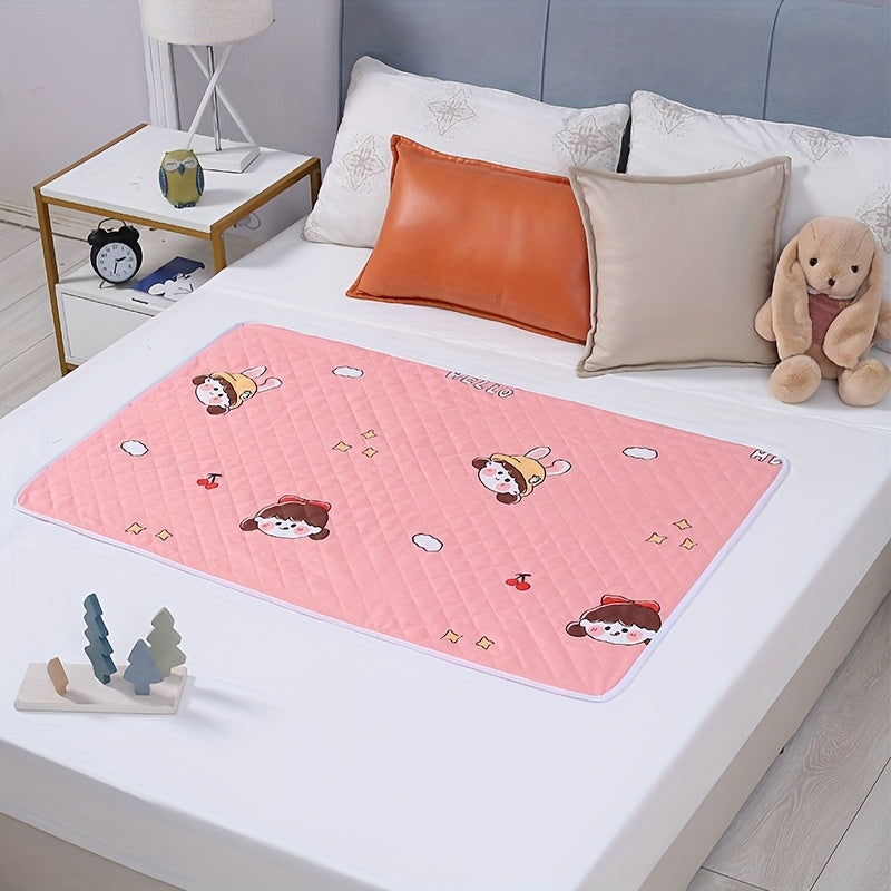 1pc Reusable Diaper Bed Pad, High Absorbency Polyester Protective Mat, Breathable Washable Leak-Proof Cover for Youngsters, Adults, Elderly, Menstrual, Sofa - Bright Pink