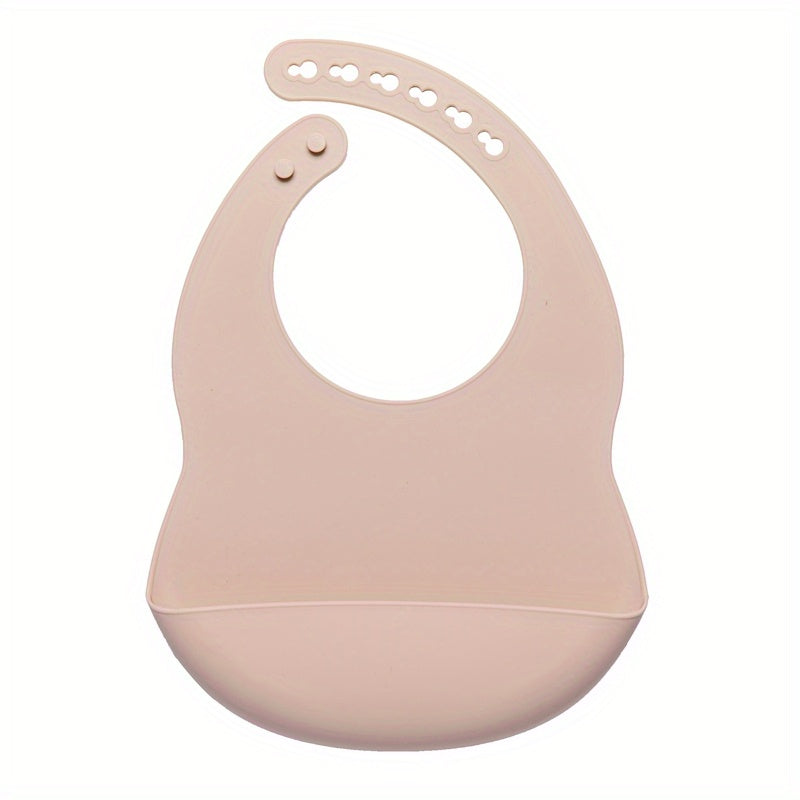 1pc Baby Soft Bib, Simple Plain Color Blank Pattern Adjustable Size Silicone Bib For 1 Year Old + ,Christmas, Halloween, Thanksgiving Day Gi