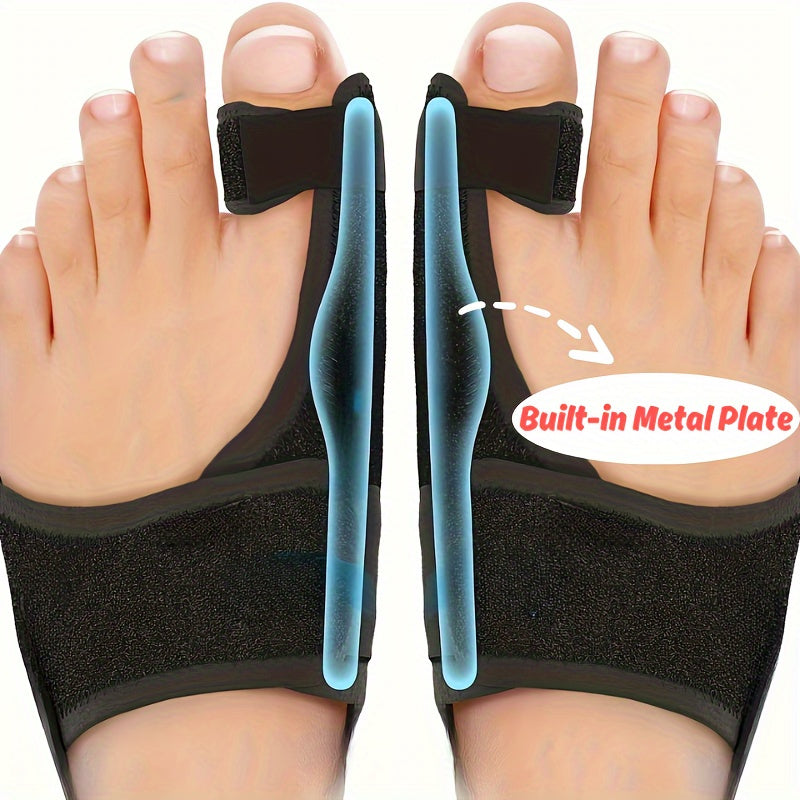 2 packs of Toe Separators with Built-in Metal Plate, Strong Fixation, Mercerized Sponge Composite Fabric, Breathable and Not Stuffy, Suitable for Day and Night Use