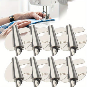 8Pcs Universal Sewing Rolled Hemmer Foot Set, 8 Sizes Wide Rolled Hem Pressure Foot, Sewing Machine Presser Foot Hemmer, Curved Scroll Hemme