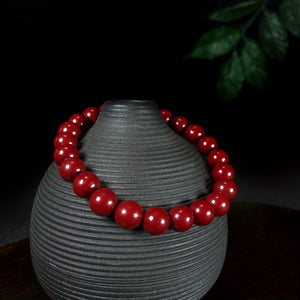 1pc Natural Raw Mineral Cinnabar Bracelet Simple Bracelet Beaded Bracelet