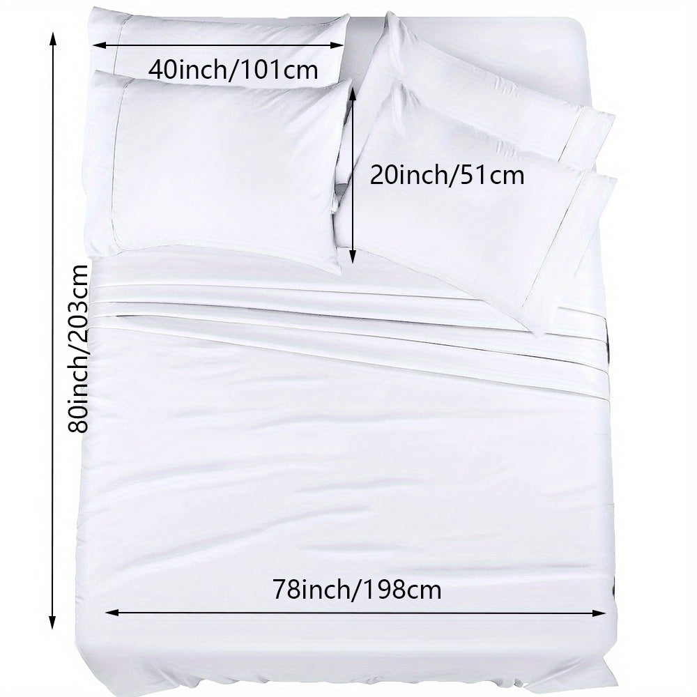 4/6pcs Luxury Cool Fitted Sheet Set, Wrinkle, Fade, Mattress Cover with Deep Pocket, Soft Comfortable Breathable Bedding Set, for Bedroom Hotel (1*Flat Sheet + 1* Fitted Sheet + 2/4*Pillowcases, Without Core)