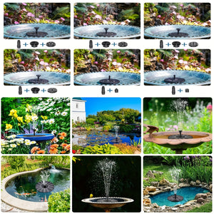 1pc Solar Fountain Pump, 1.5W Solar Bird Bath Pump With 6 Nozzles, Stand-Alone Portable Floating Solar Drinking Water Pump For Garden, Bird