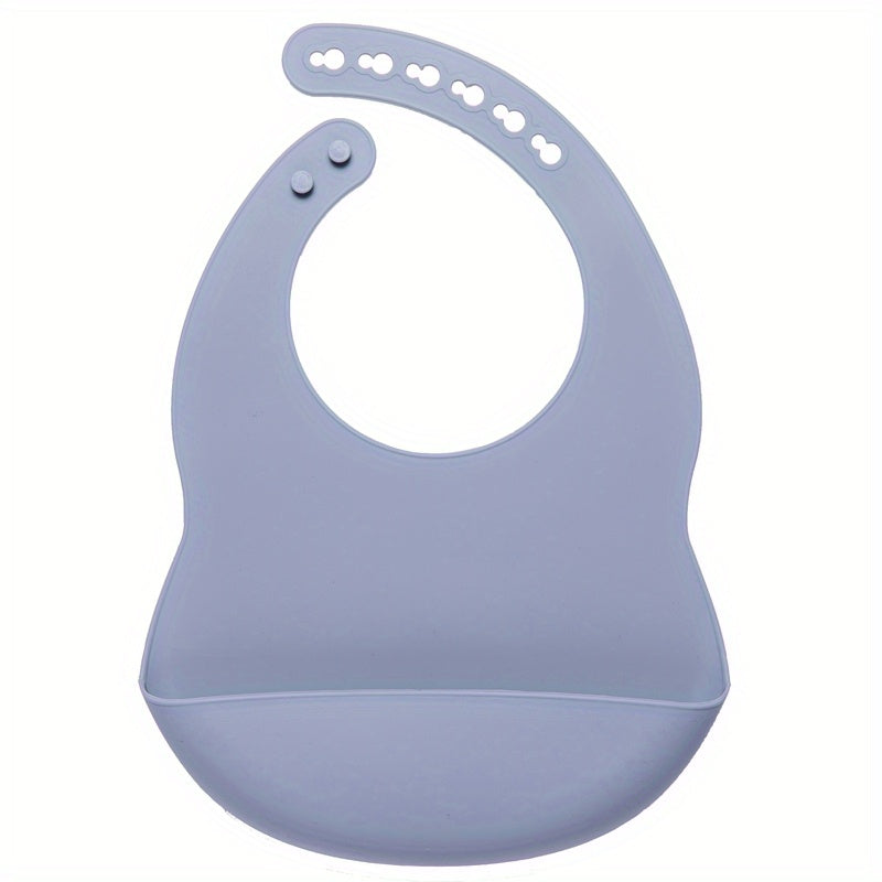1pc Baby Soft Bib, Simple Plain Color Blank Pattern Adjustable Size Silicone Bib For 1 Year Old + ,Christmas, Halloween, Thanksgiving Day Gi