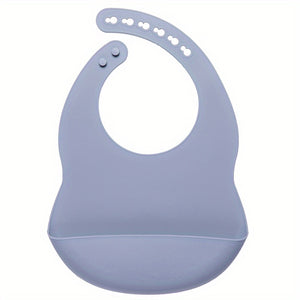 1pc Baby Soft Bib, Simple Plain Color Blank Pattern Adjustable Size Silicone Bib For 1 Year Old + ,Christmas, Halloween, Thanksgiving Day Gi
