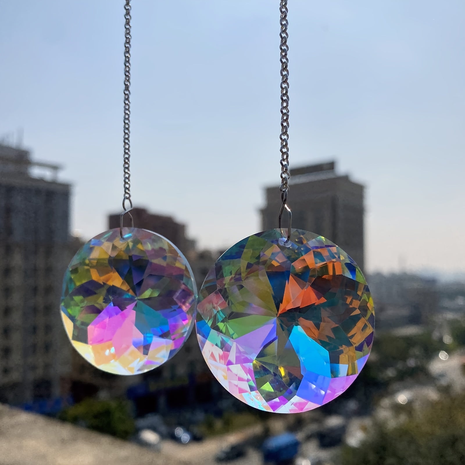 2 Sets, Round Crystal Sun Catchers, Glass Prism Hanging Sun Catchers, Rainbow Maker For Window, Balcony, Kitchen, Garden Decoration