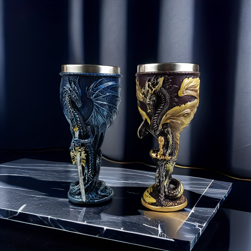 1pc, 7oz (200ml) Dragon Sword Cup, Medieval Dragon Wine Glass, Stainless Steel Champagne Glass, Gothic Dragon Sword Goblet, For Scotch Bourb