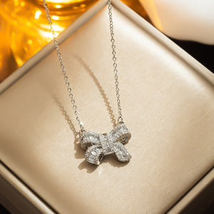 1 Elegant Stainless Steel Synthetic Zirconia Butterfly Necklace Suitable for Banquet Wear and Gifts