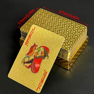 1set Waterproof 24k Golden Playing Cards - Plastic Poker Deck with Foil Finish - Perfect for Magic Tricks, Gambling, and Collectors