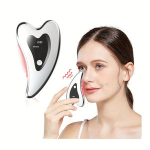 Household - Electric Gua Sha Tool Facial Gua Sha Board Face Massager Heating Plate - High Frequency Vibration -LED Red Light Blue Massager