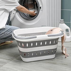1pc Collapsible Laundry Hamper - Portable Durable Plastic Clothes Storage with Handles, Space Saving Rectangular Design for Bedroom, Bathroom and Home Organization, Laundry Hamper, Bedroom Organization, Modern Organizer, Easy to Clean, Laundry Hamper, Lau