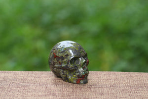 3'' Unakite Jasper Skull Specimen Healing Reiki Clinozoisite Gemstone Figurine