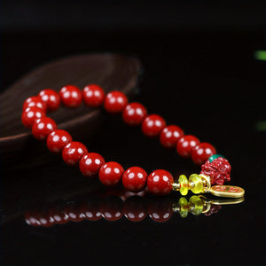 Natural Ore High-quality Cinnabar Bracelet Pixiu Beaded Bracelet Ethnic Style Bracelet Good Luck Bracelet