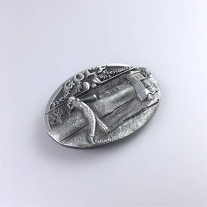 Western Zinc alloy Leather Belt Buckle Silver Plated Golf Theme Shape Pattern US Local Shipping