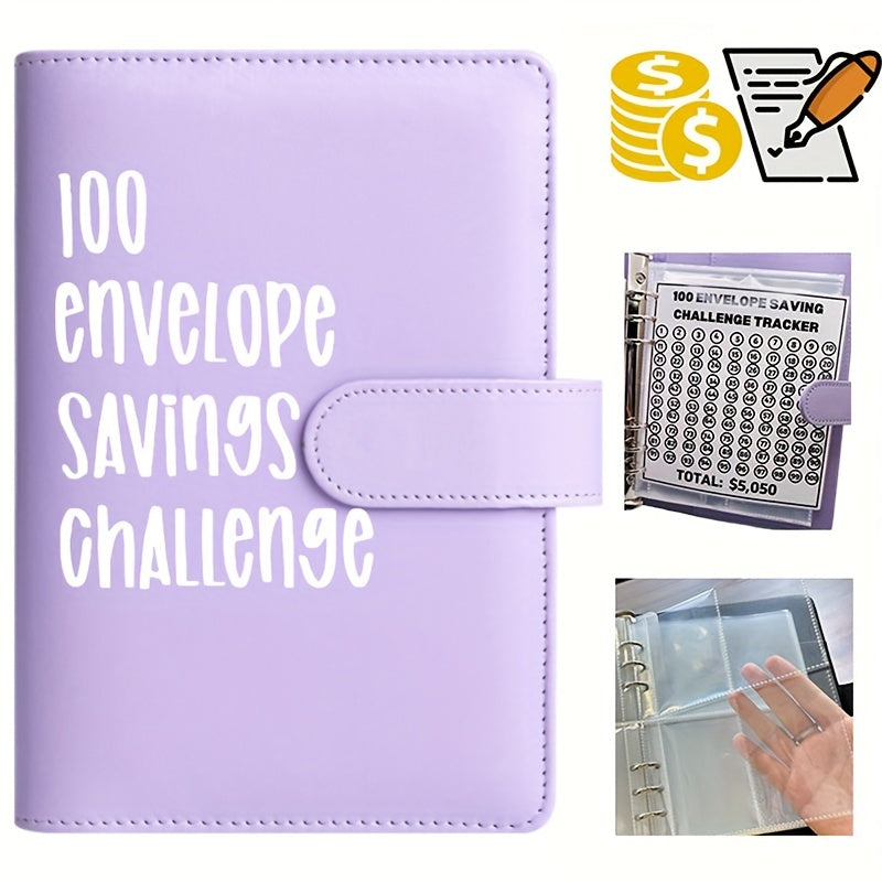 Achieve Your Financial Goals: Fun $5,050 Envelope Challenge Savings Binder with 26-Page Cash Tracker