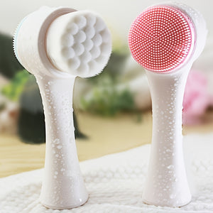 2-In-1 Silicone Face Cleanser - Gentle Exfoliation & Massage, Dual Soft Brushes Suitable for All Skin Types, Fragrance-Free