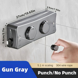 [Popular Choice] Adjustable 5.1m Stainless Steel Retractable Double Line Clothesline - Durable Indoor Invisible Roll-Up Drying Rope with Ant