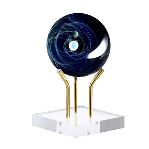 Gold Metal Arm Display Stand Easel with Acrylic Base Decorative Display Pedestal for Sphere Crystal Ball Eggs Mineral Geodes Rock Fossils Seashell