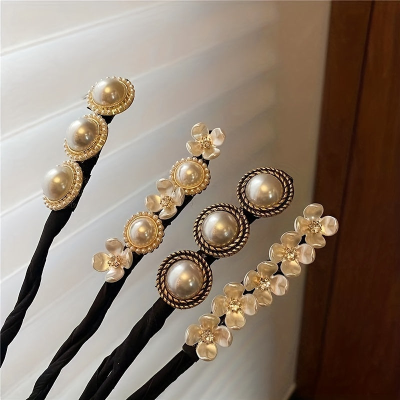 Women's Faux Pearl Hair Pin Device Insert Head Pin Female Braid Hair Back Head Hair Clip Y2K