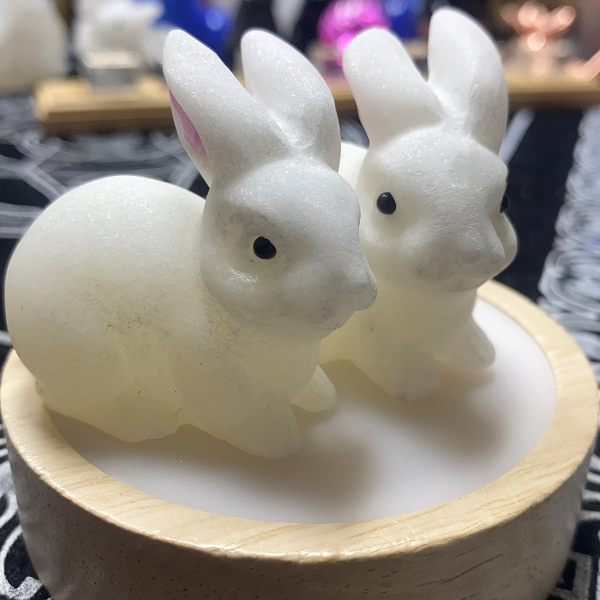 50mm Hand Carved White Jade Rabbit Crystal Gifts Crystal Animals