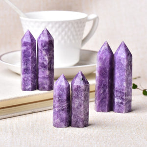 1pc Natural Crystal Point Lapidolite Healing Obelisk Purple Quartz Tower Ornament for Home Decor Reiki Energy Stone Pyramid gift