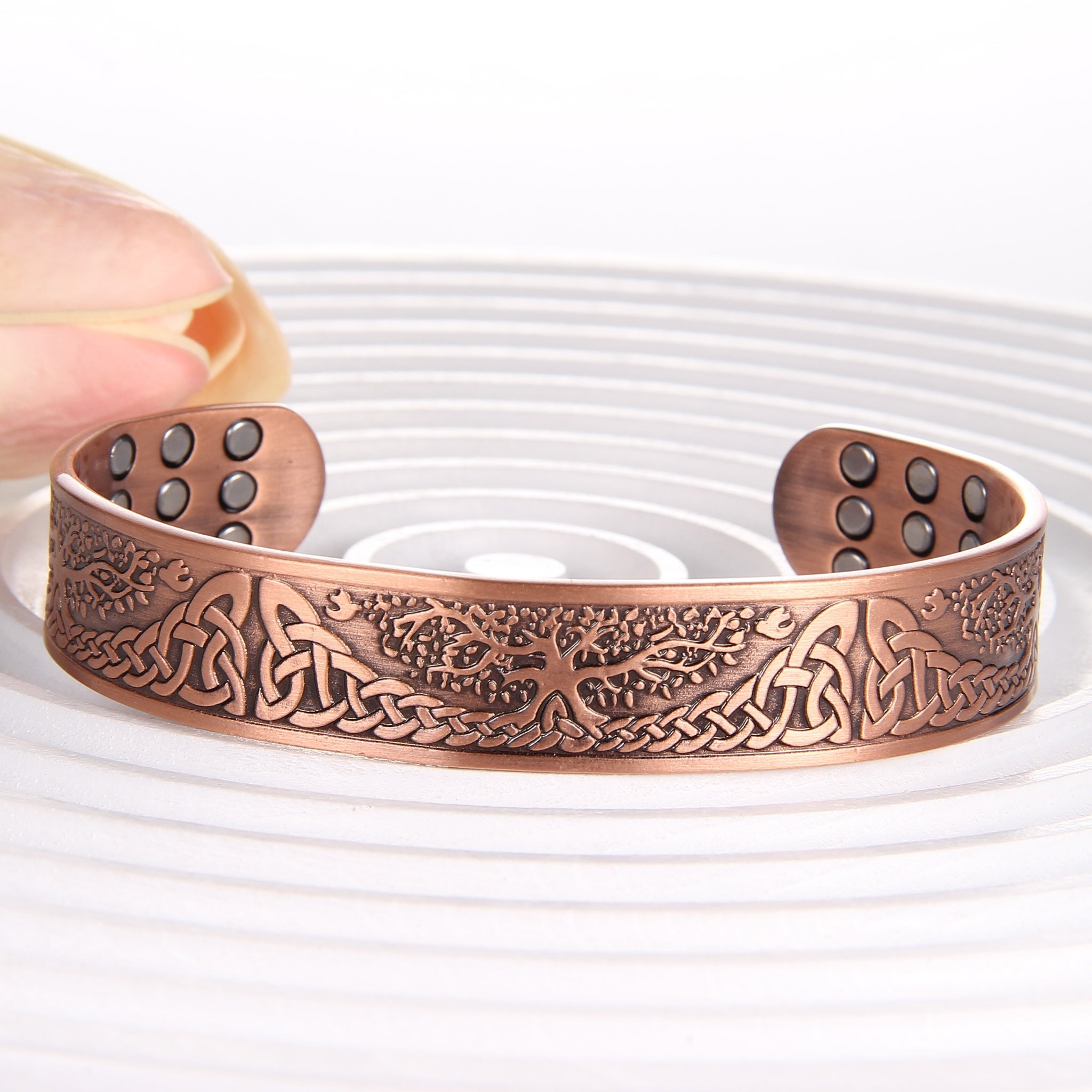 1pc Copper Bracelet For Men, Enhanced Magnetic Bracelets For Men With 3500 Gauss Magnets, Pure Copper Jewelry Adjustable Cuff Bangle