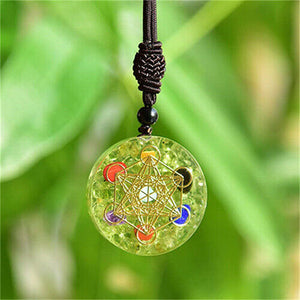 Merkaba Orgone Necklace Peridot Chakra Healing Crystals Pendant