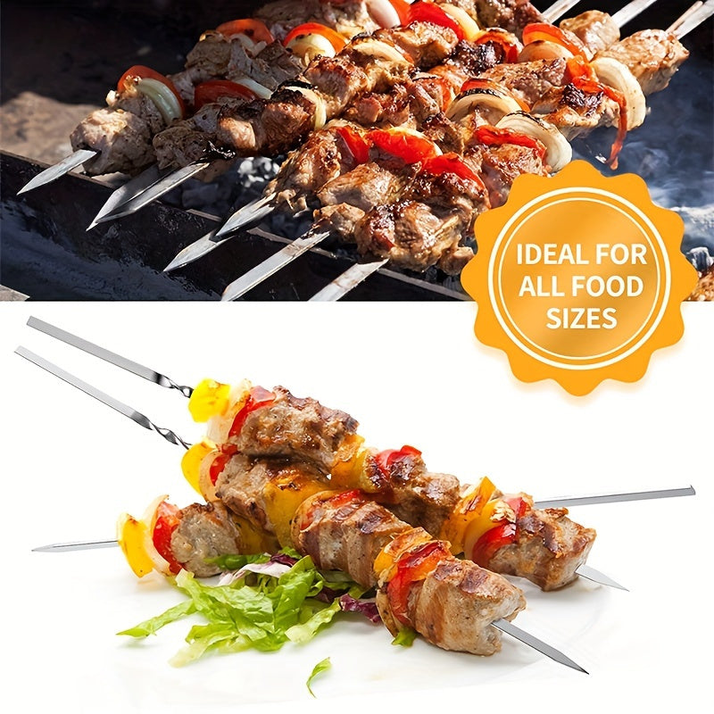 30/50pcs Reusable Barbecue Meat Skewers & 1 Tube Storage For Barbecue, Perfect For Outdoor CampingPicnic BBQ, Stickers For Halloween Christm