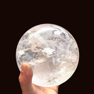 Natural Clear Quartz Crystal Ball,White Crystal Sphere Healing Crystal Ball with Stand Home Decor Prosperous Love Invite Wealth + Pedestal (300g)…