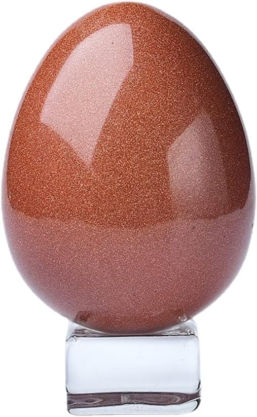 Crystal Massage Egg Sphere Sculpture Healing Crystal Ball Divination Gemstone Figurine 2 Inch Easter Egg with Stand for Room Decoration (Green Cat Eye)