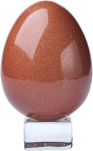 Crystal Massage Egg Sphere Sculpture Healing Crystal Ball Divination Gemstone Figurine 2 Inch Easter Egg with Stand for Room Decoration (Green Cat Eye)