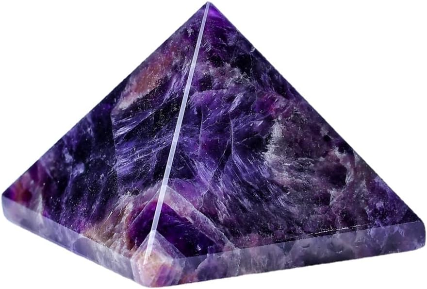 Crystal Pyramid Healing Ornament High Vibration Gemstone Crystal Gift Home Decor Wicca and Reiki Figurine for Collecting and Protection (Rose Quartz,40mm(1.57''))