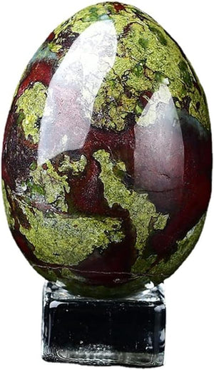 Crystal Massage Egg Sphere Sculpture Healing Crystal Ball Divination Gemstone Figurine 2 Inch Easter Egg with Stand for Room Decoration (Green Cat Eye)
