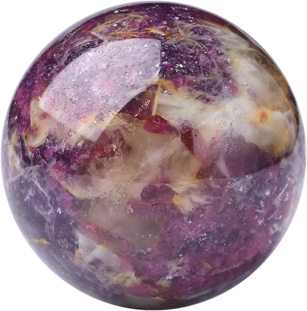 Purple Unicorn Ball Healing Sphere with Stand Meditation Chakra Room Decor Office Gift Energy Crystals Reiki Stones Collectible Sphere Stone Rocks Mineral (43-50mm)